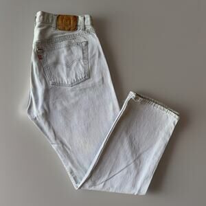 Vintage Levis 501 Jeans 37 Gray Light Wash 80s Made in USA Workwear Non Selvedge